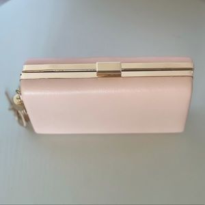 Blush Pink clutch with gold chain tassel